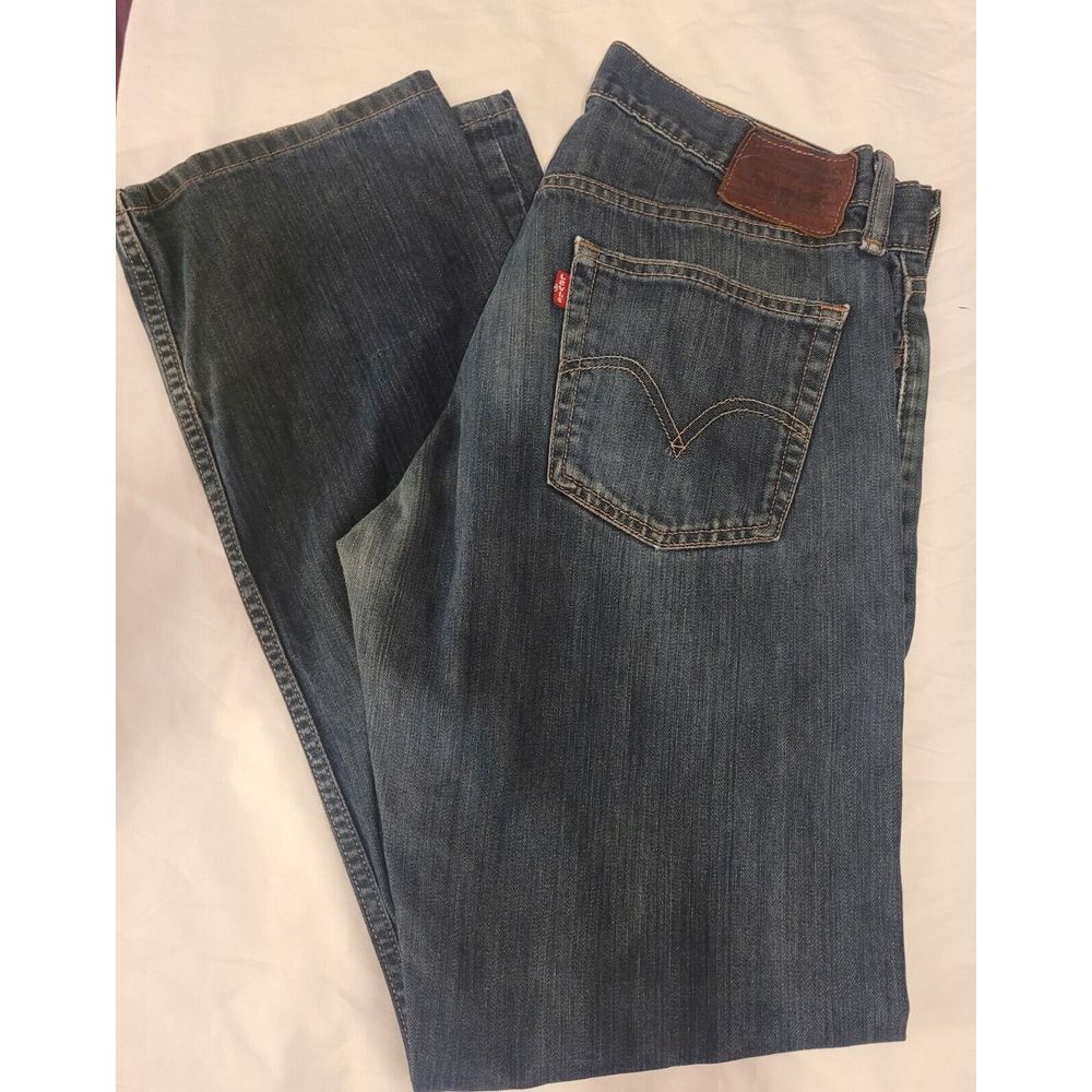 Levi's 514 Jeans Mens 33x32 Slim Straight Leg Blue Stretch Red Tab Whiskered